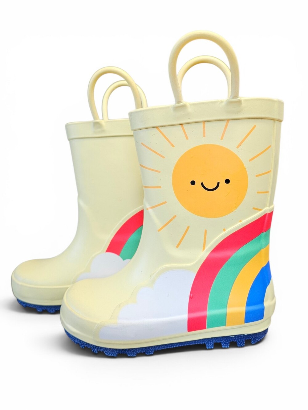 Kids Colorful Sunshine & Rainbow Yellow Rain Boots